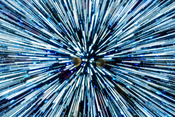 Blue Lights trail using zoom techniques, Star warp, The effect of zooming in and out of the camera...