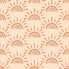 Boho Aztec Sun Seamless Pattern Tribal Background