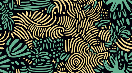 Obraz premium Tropical jungle seamless pattern with gold accents