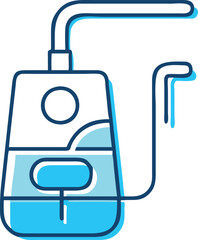 Electric Water Flosser with Reservoir Icon, Vector illustration of an electric water flosser featuring a water reservoir and nozzle, designed for effective dental hygiene and oral care.  
