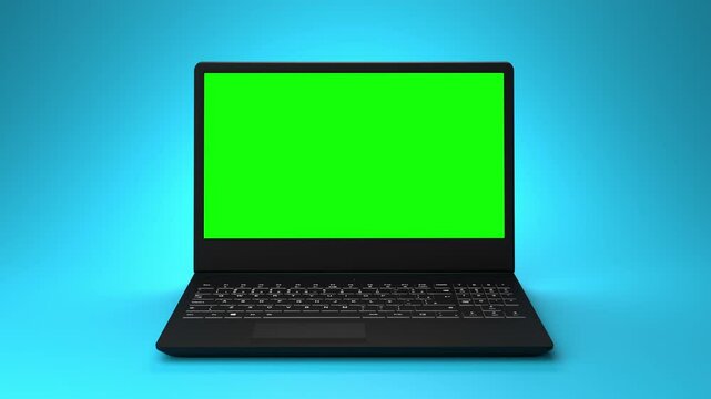 3D animated Business Laptop with chroma key on display for website mockups, application advertising or UI UX Design
