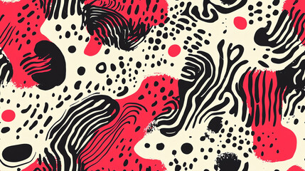 Fototapeta premium Abstract waves seamless pattern in coral pink