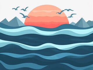 Obraz premium Ocean currents and temperature gradients, flat design illustration