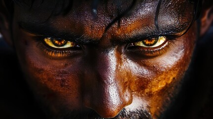 Close-up portrait of an older man with intense gaze