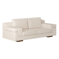 A white couch with two pillows on it