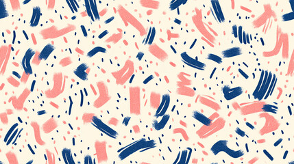 Obraz premium Abstract confetti seamless pattern in navy and coral