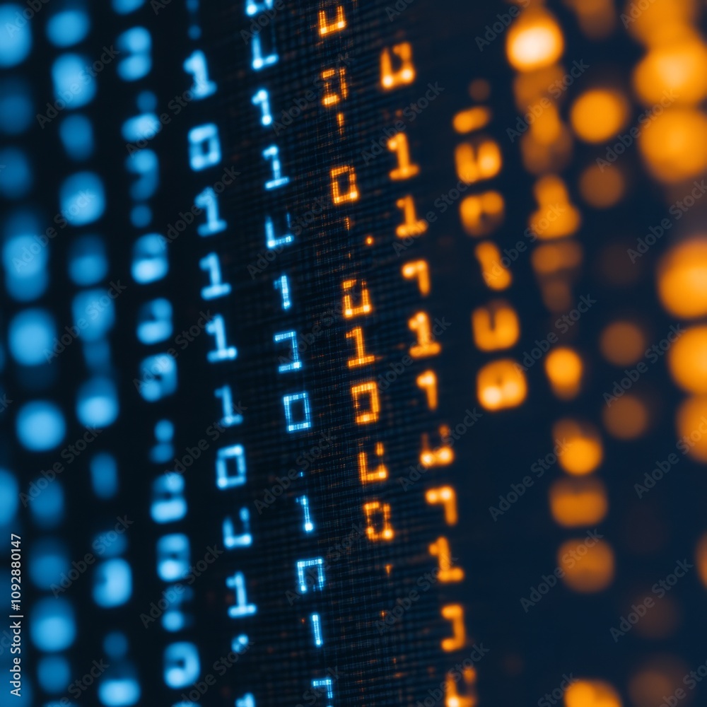 Poster abstract binary code stream.