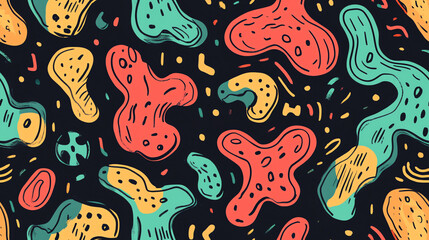 Naklejka premium Organic shapes seamless pattern in vibrant colors