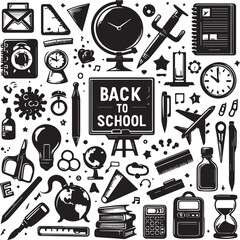 Obraz premium Back to school elements silhouette