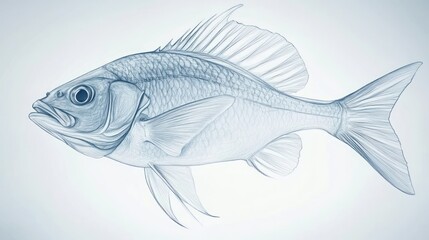 Fototapeta premium A detailed illustration of a fish, showcasing its anatomy and features.