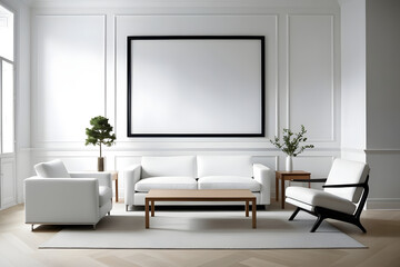 Frames mockup. Interior mockup with house background. Modern interior design. Best room decorating ideas	