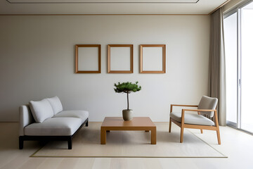 Frames mockup. Interior mockup with house background. Modern interior design. Best room decorating ideas	
