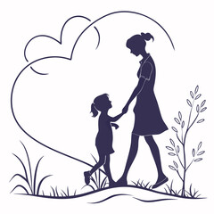 silhouette of a woman with child