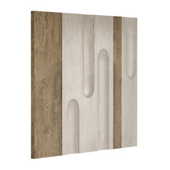 A white and brown wall with a design of three arches