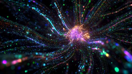 Fototapeta premium Illuminated Neural Network: Radiant Core of High-Tech Data Streams Representing Large Language Models
