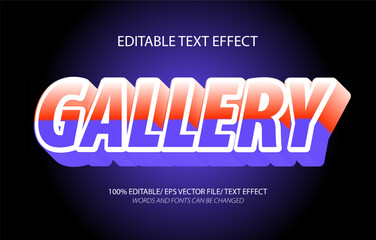 Gallery editable text effect, 3D editable text template.