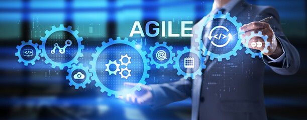 Agile flexible software development technique. Technology concept.