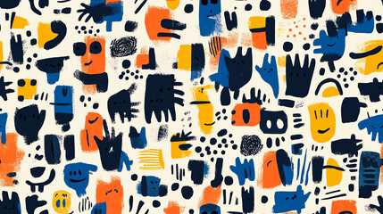Obraz premium Abstract shapes seamless pattern with colorful elements