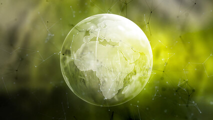 Grunge green earth planet environment network illustration.