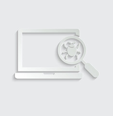 Cyber security vector icon, mobile or computer pc virus icon, cyber attack sign. Protection, malware icon, antivirus 