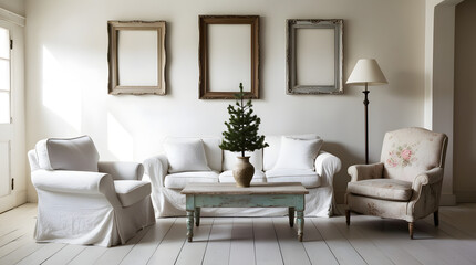 Frames mockup. Interior mockup with house background. Modern interior design. Best room decorating ideas	