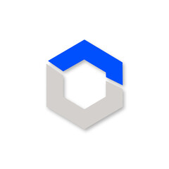 Geometric Blue and Gray Logo Design PNG Transparent Background