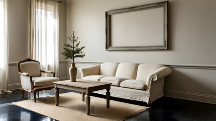 Fototapeta premium Frames mockup. Interior mockup with house background. Modern interior design. Best room decorating ideas 