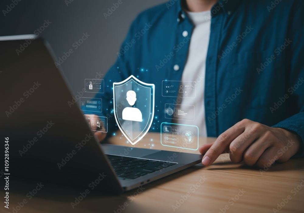 Poster software developer securing user data with innovative cyber security solutions, enhancing online pri
