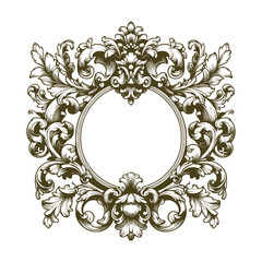 frame ornament floral vintage hand drawn design vector template illustration 