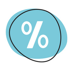 Prozent Button - Icon in blau und weiß