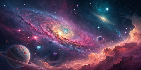 Obraz premium Nebula and galaxies in . Abstract cosmos background