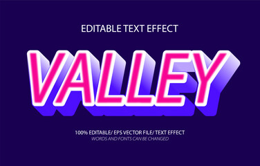 Valley editable text effect, 3D editable text template.