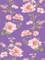 botanical floral vector seamless pattern with roses herbs and leaves big set background with flowers