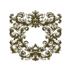 frame ornament floral vintage hand drawn design vector template illustration 