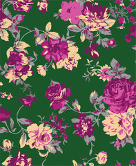 botanical floral vector seamless pattern with roses herbs and leaves big set background with flowers