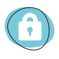Schloss Button - Icon in blau und weiß