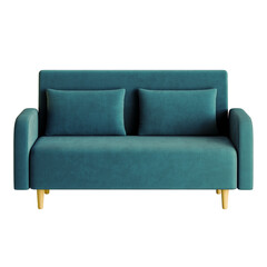 Naklejka premium A blue sofa with two pillows on it