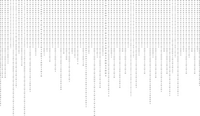 Binary code zero one abstract matrix white background with binary computer code.