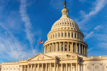 The exterior of the US Capitol Building which houses the Senate and the House of Representatives in...
