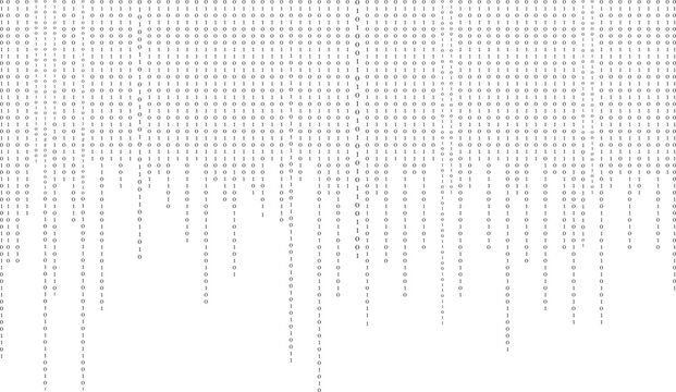 Binary code zero one abstract matrix white background with binary computer code.
