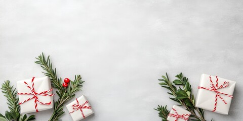 Two beautifully wrapped Christmas presents are nestled on a tree branch, adding a festive touch to the holiday season's enchanting atmosphere.