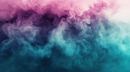 Fototapeta premium Turquoise and purple mist blending softly in abstract smoky design with copy space