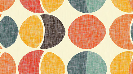 Retro Circle Grid Seamless Pattern in Multi-Color