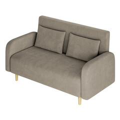 A tan couch with two pillows on it