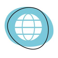 Weltkugel Button - Icon in blau und weiß