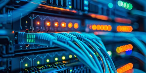 Naklejka premium Modern data center with highspeed network for efficient operations and seamless communication