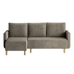 A couch with three cushions and a wooden frame