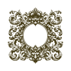 frame ornament floral vintage hand drawn design vector template illustration 