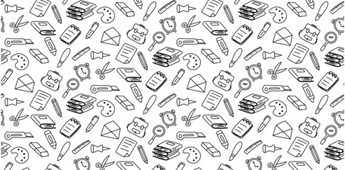 stationary doodle seamless pattern background hand drawing, sketch, grunge