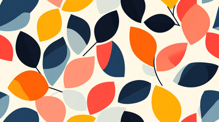 Leaf motif seamless pattern in autumn colors